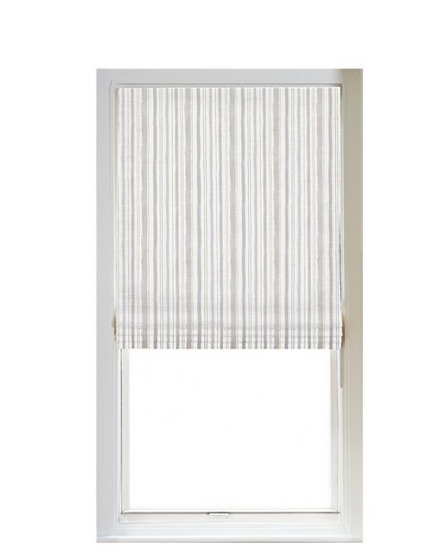 Custom Shade - Flat - Watercolor Stripe Sand - 34 " width x 24 " height