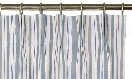 Custom Drape - Triple pinch - Watercolor Stripe Chambray - 5 " width x 9 " height
