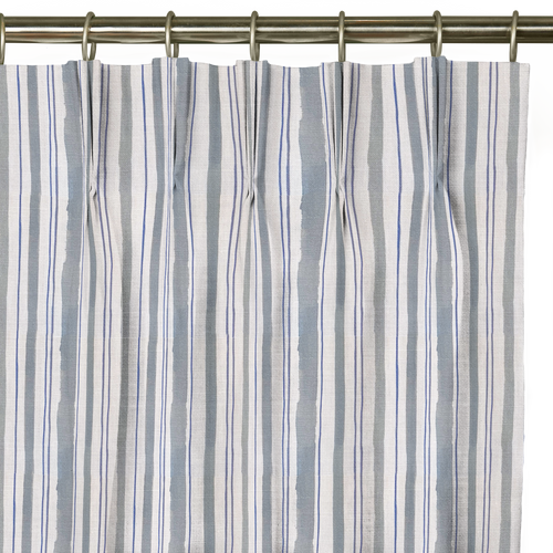 Custom Drape - Triple pinch - Watercolor Stripe Chambray - 57 " width x 69 " height