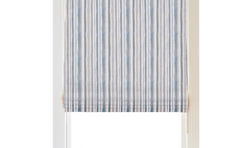 Custom Shade - Flat - Watercolor Stripe Chambray - 34 3/4" width x 34 1/4" height