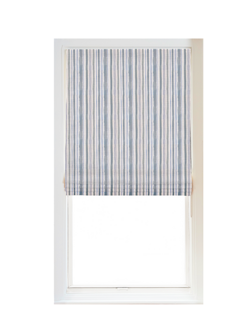 Custom Shade - Flat - Watercolor Stripe Chambray - 37 1/4" width x 69 1/4" height