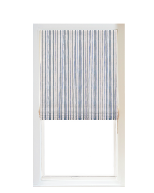 Custom Shade - Flat - Watercolor Stripe Chambray - 15 " width x 10 " height
