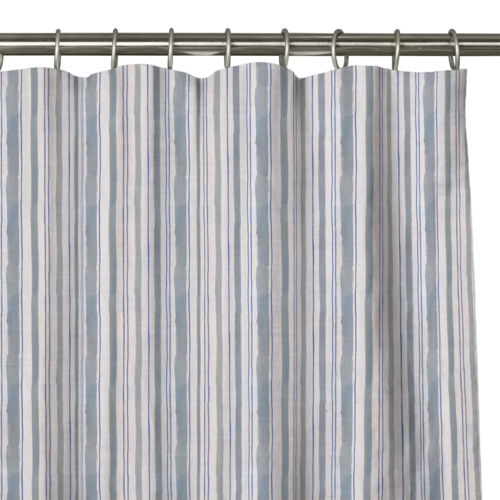 Custom Drape - Flat top - Watercolor Stripe Chambray - 24 " width x 93 " height
