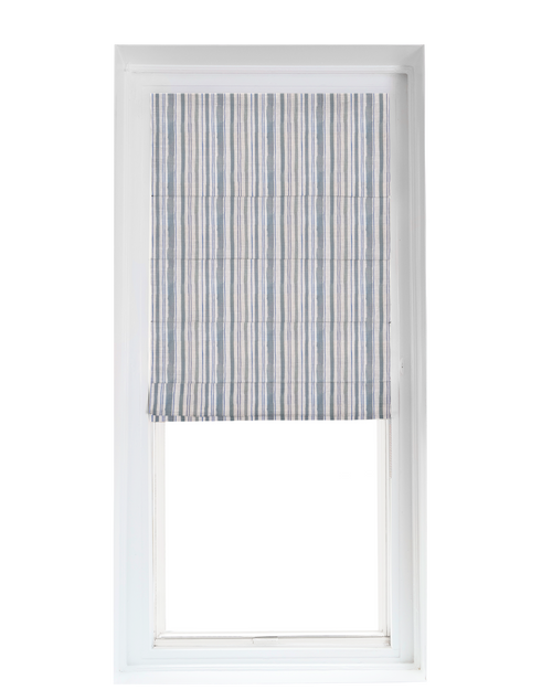 Custom Shade - Ribbed - Watercolor Stripe Chambray - 33 3/4" width x 68 " height