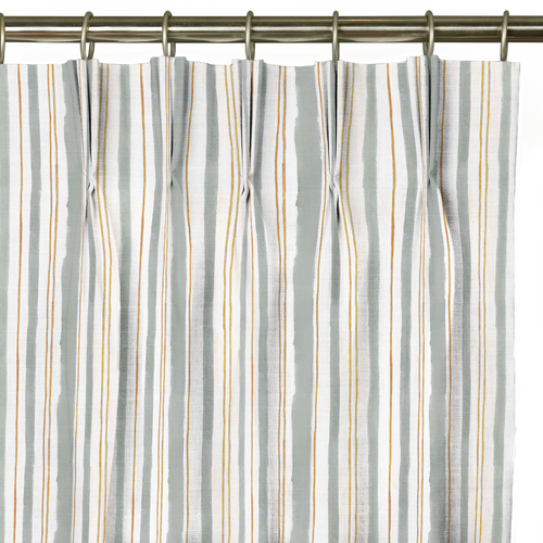 Custom Drape - Triple pinch - Watercolor Stripe Parsley - 34 " width x 107 " height